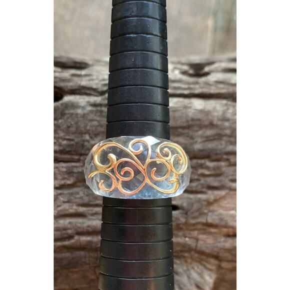 Elizabeth Adams 14K Gold and Glass Ring Size 11 - Picture 2 of 7